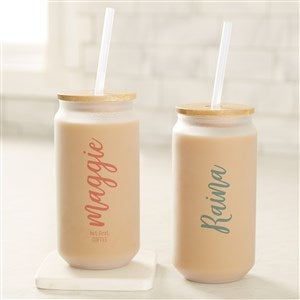 Scripty Style Personalized Frosted Ice Coffee Tumbler - 50349