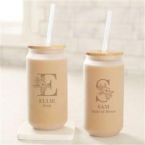 Floral Bridesmaid Personalized Frosted Iced Coffee Tumbler - 50351