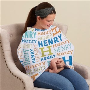 Trendy Repeating Name Personalized Nursing Cover - 50369