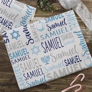 Hanukkah Repeating Name Personalized Wrapping Paper Roll - 6ft Roll - 50474