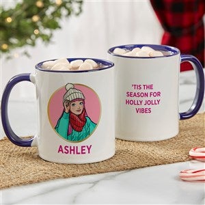 Barbie™ Holiday Personalized Ceramic Mug 11 oz.- Blue - 50512-BL