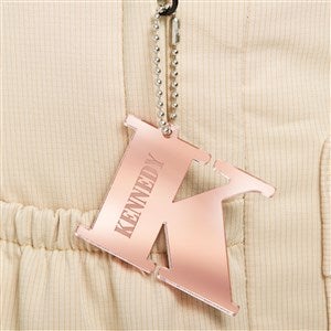 Initial and Name Personalized Rose Gold Mirrored Acrylic Backpack Tag - 50532-RG