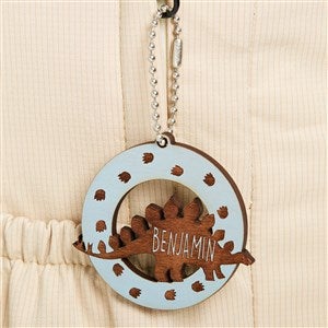 Dinosaur Personalized Wood Backpack Tag- Blue Stain - 50534-B