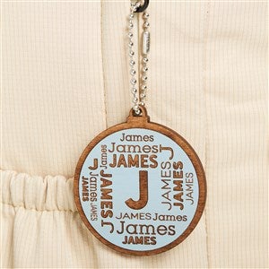 Repeating Name  Personalized Wood Backpack Tag- Blue Stain - 50535-B