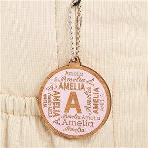 Repeating Name Personalized Wood Backpack Tag- Pink Stain - 50535-P