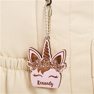 Unicorn Name Personalized Wood Backpack Tag- Pink Stain - 50536-P