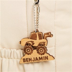 Monster Truck Personalized Wood Backpack Tag- Natural - 50537-N