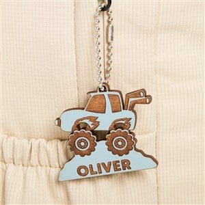 Monster Truck Personalized Wood Backpack Tag- Blue Stain - 50537-B