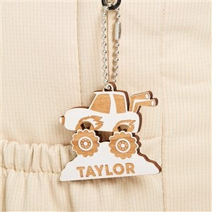 Monster Truck Personalized Wood Backpack Tag- Whitewash - 50537-W