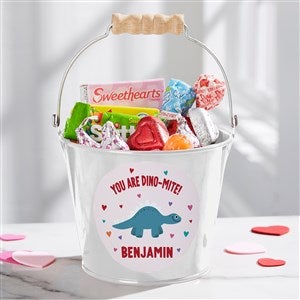 Dino-Mite Personalized Mini Treat Bucket- White - 50549-W