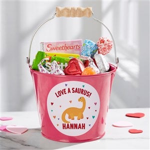 Dino-Mite Personalized Mini Treat Bucket-Pink - 50549-P