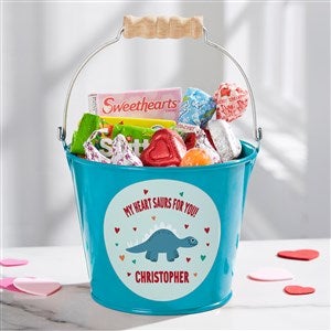 Dino-Mite Personalized Dinosaur Mini Treat Bucket - Turquoise - 50549-T