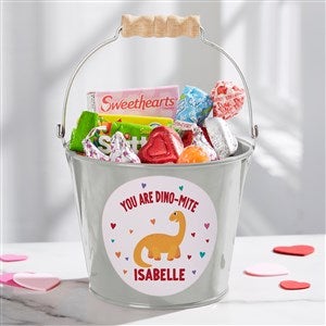 Dino-Mite Personalized Mini Treat Bucket-Silver - 50549-S