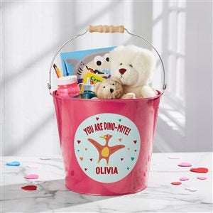 Dino-Mite Personalized Large Treat Bucket- Pink - 50549-PL