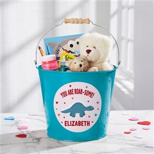 Dino-Mite Personalized Large Treat Bucket- Turquoise - 50549-TL