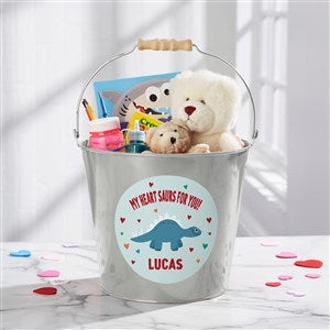 Dino-Mite Personalized Large Treat Bucket- Silver - 50549-SL