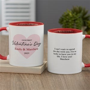 Our First Valentines Day Personalized Coffee Mug 11 oz.- Red - 50564-R