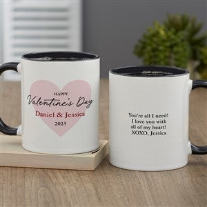 Our First Valentines Day Personalized Coffee Mug 11 oz.- Black - 50564-B