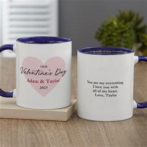 Our First Valentines Day Personalized Coffee Mug 11 oz.- Blue - 50564-BL