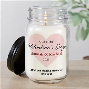 Our First Valentines Day Personalized Farmhouse Candle Jar - 50566