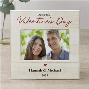 Our First Valentines Day Personalized Shiplap Picture Frame - 4x6 - Horizontal - 50567-4x6H