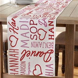 Repeating Name Heart Personalized Table Runner- 16 x 120 - 50580-L