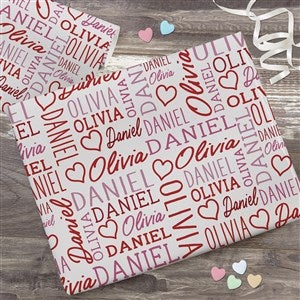 Repeating Heart Name Personalized Wrapping Paper Roll - 18ft Roll - 50581-L