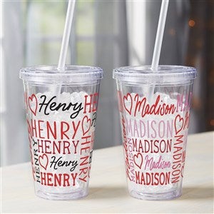 Repeating Name Heart Personalized 17 oz. Insulated Acrylic Tumbler - 50582