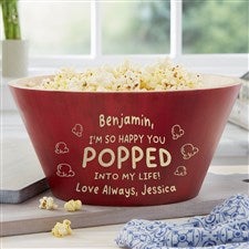 Pop Of Love Personalized Bamboo Red Popcorn Bowl - Large - 50590-L