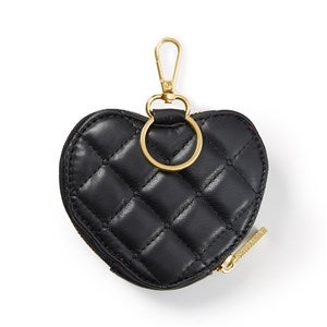 Quilted Heart Coin Purse in Black - 50713