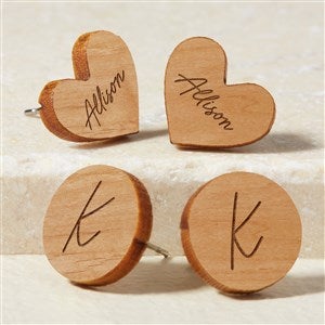 Heart  Circle Personalized Natural Stained Wood Stud Earring - 50722-N