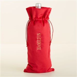 Vertical Name Personalized Velvet Wine Tote - 50765