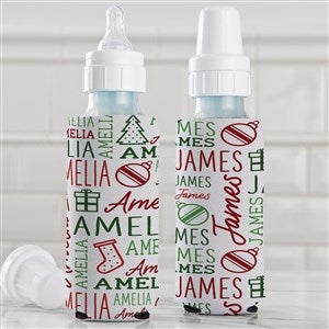 Christmas Repeating Name Personalized Baby Bottle Sleeve - 50772