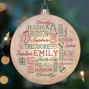 Holiday Repeating Name Personalized Lightable Frosted Glass Ornament - 50774