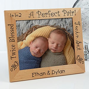 Personalized Twins Wood Picture Frame - A Perfect Pair - 8x10 - 5085-L