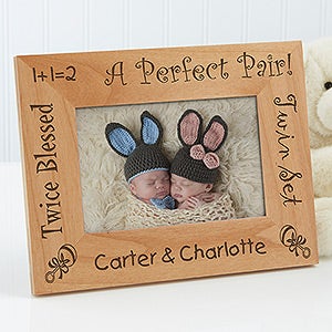 Personalized Twins Wood Picture Frame - A Perfect Pair - 4x6 - 5085