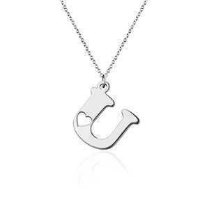 Personalized Initial Cut-Out Heart Necklace - Sterling Silver - 51072D-S