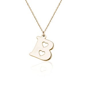 Personalized Initial Cut-Out Heart Necklace - Gold Plated - 51072D-GP