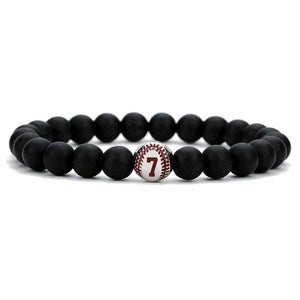 Stainless Steel Personalized Baseball Bead Bracelet - Black - 51200D-B