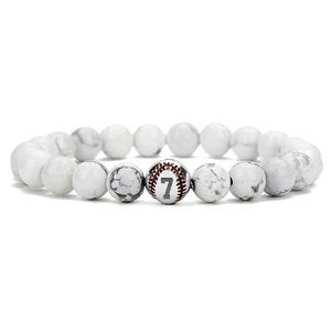 Stainless Steel Personalized Baseball Bead Bracelet-White - 51200D-W