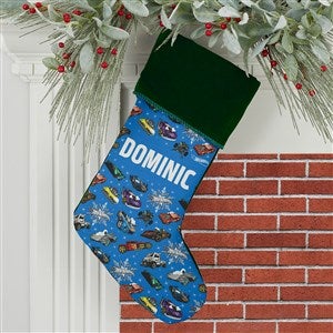 Hot Wheels™ Car Pattern Personalized Green Christmas Stocking - 51204-G