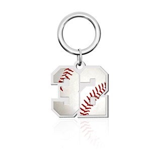 Personalized Baseball Number Key Ring - 51207D