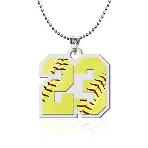 Personalized Softball Number Pendant - 51212D