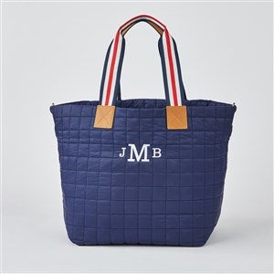 Embroidered Shiraleah Quilted Large Travel Tote in Navy - 51220