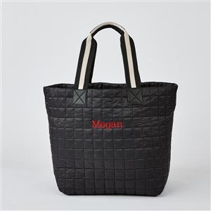 Embroidered Shiraleah Quilted Large Travel Tote in Black - 51223