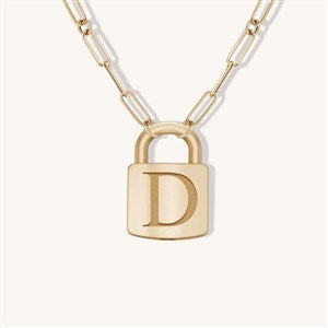 Personalized Initial Padlock Necklace - Gold Plate - 51225D-GP