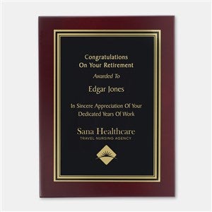 Custom Retirement Logo Mahogany Finish Plaque - 51251