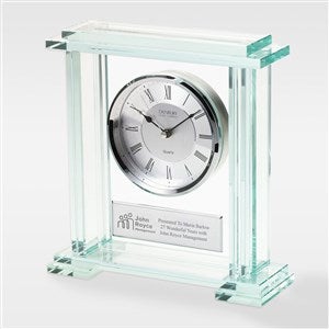 Custom Retirement Engraved Logo Jade Glass Desk Clock - 51260