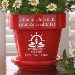 Custom Retirement Logo Red Flower Pot - 51261