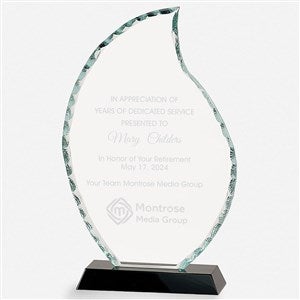 Custom Retirement Logo Glass Flame and Base Award - 51267